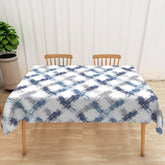 Lofaris Blue Purple and Grey Graffiti Grid Rectangle Tablecloth for Urban Art Abstract Dining Decor